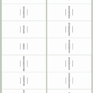 Etiketter i vandafvisende folie til olie og eddike | Etikette med teksten “Olie” til flasker.