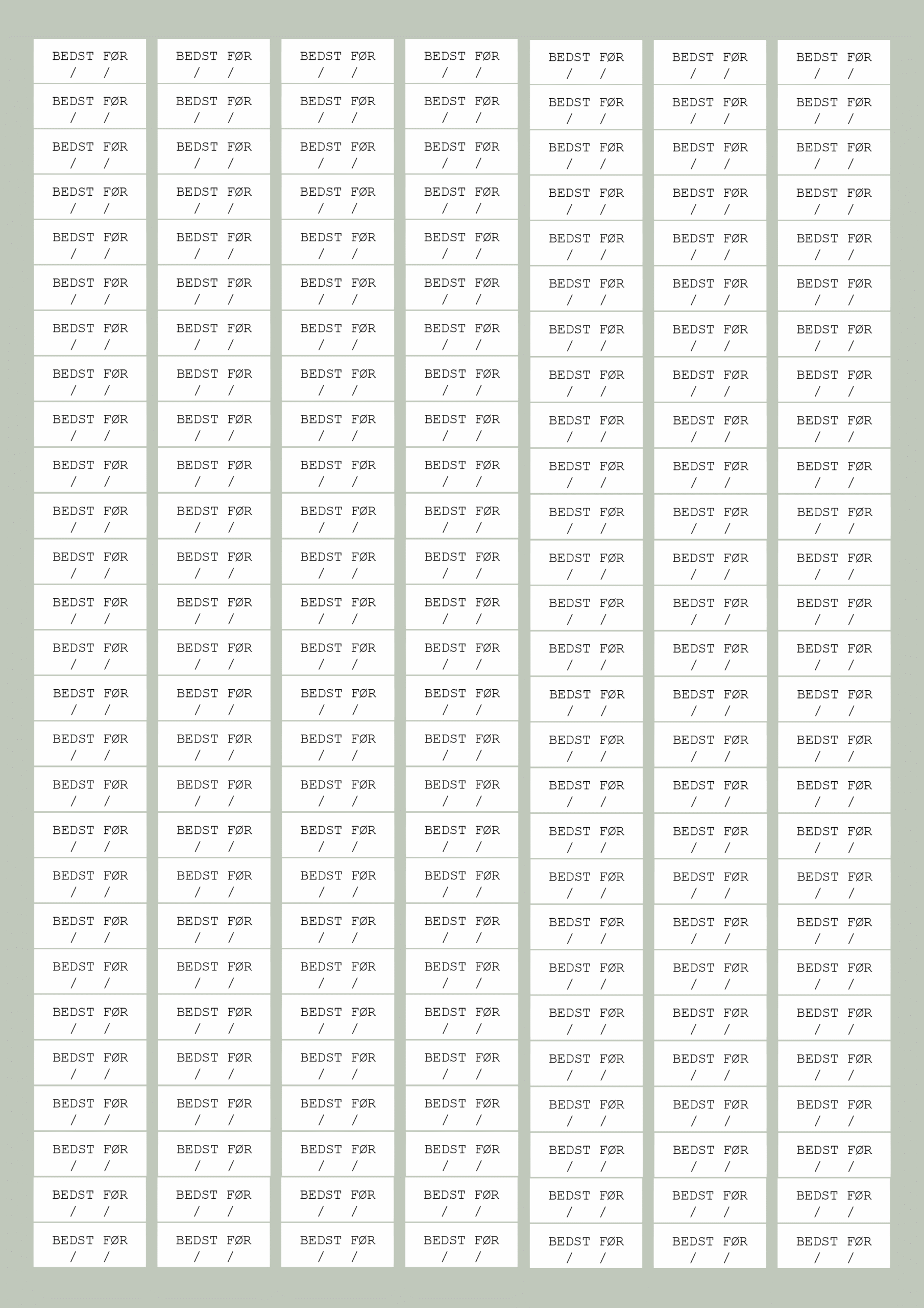 Datomærkning til bedst før husk hvornår maden helst skal spises inden | Etiketter til datomærkning med fremstillet, åbnet og bedst-før felter.