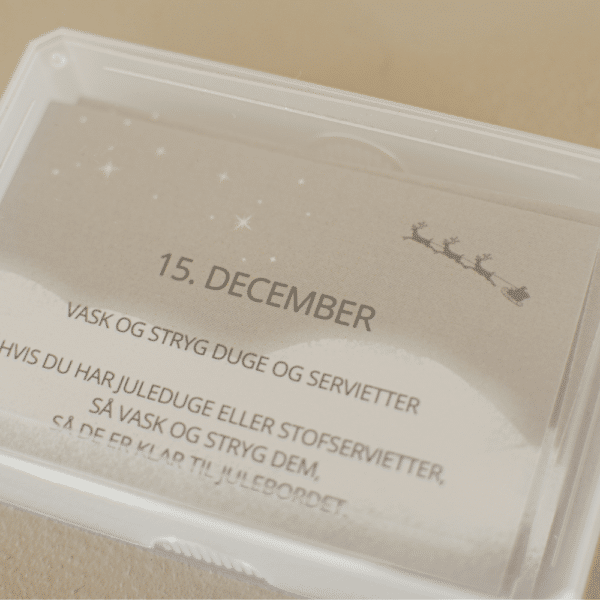 Julekalender kort med små opgaver til hver dag i december