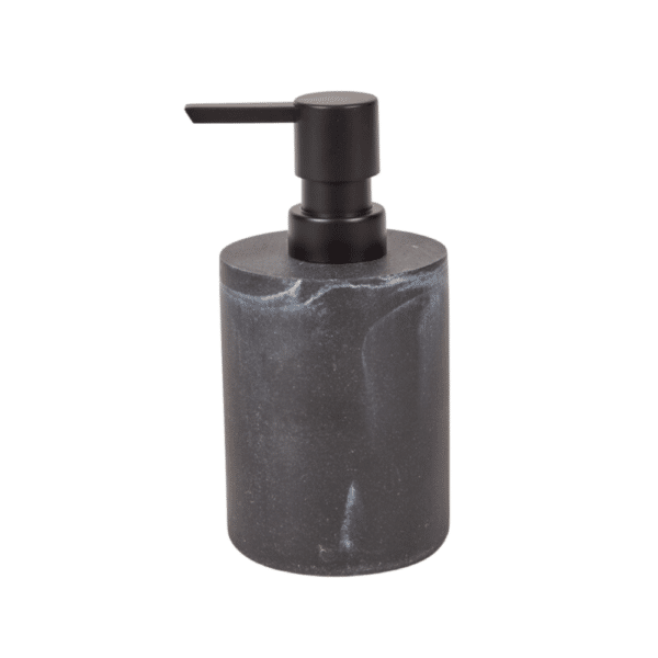 Sæbedispenser i sort resin. Marmor look i sort