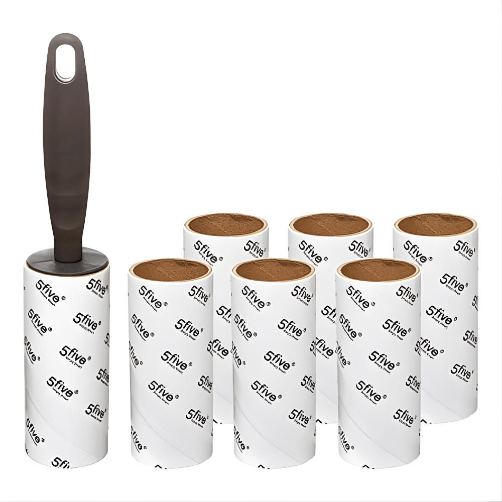 Fnugfjerner med klæberuller | Fnugrulle med 6 ekstra klæbende hoveder til effektiv fjernelse af fnug, hår og støv fra tøj, møbler og bilsæder.